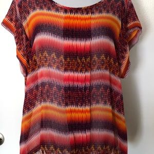 NY Collection Orange/Purple/Yellow Blouse